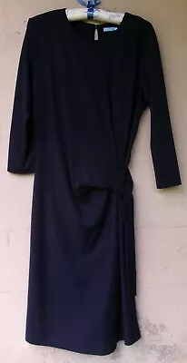 J. McLaughlin Navy Blue Ruched Tie Waist Dress  Bust 38  NEW $198  Medium • $18.99