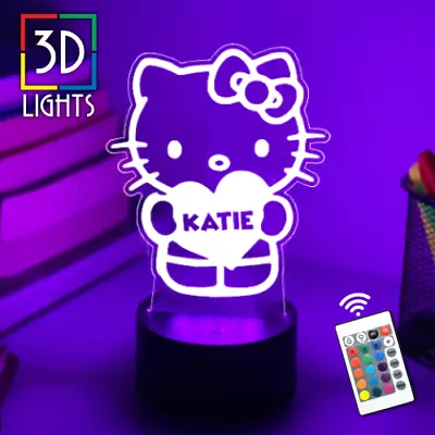 HELLO KITTY 3D Night Light | Kids Gift For Girl | Personalised Gift | Desk Lamp • $49.99