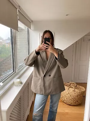 Zara Blazer  Khaki Double Breasted Oversized  • £25