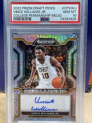 VINCE WILLIAMS JR 2022 Prizm Draft Penmanship Rc  /25  PSA 10 GEM MINT VIRGINA • $99.99