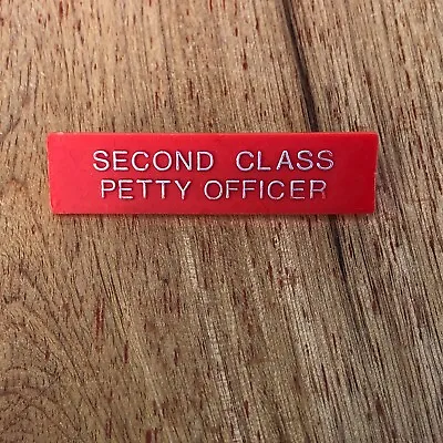 Vintage Second Class Petty Officer Red Plastic ID Badge Pin K9 • $8.16