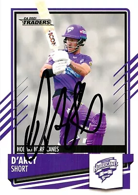 ✺Signed✺ 2021 2022 HOBART HURRICANES BBL Cricket Card D'ARCY SHORT • $9.99