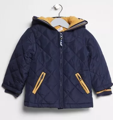 MINOTI/ BABALUNO QUILTED BABY JACKET WITH FLEECE LINING SIZES 0-3mths - 9-12mths • £12.99