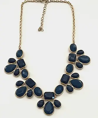 $8 • Buy Fashion Necklace Bubble Beads In 5 Clusters In Cobalt Blue & Gold Tone Metal