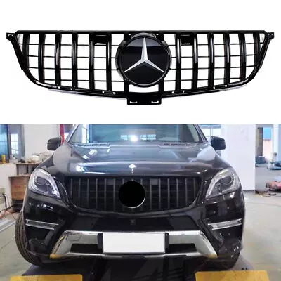 GT R Grill W/Emblem  For Mercedes Benz W166 ML-CLASS 2012-2015 Grille Black Mesh • $115.94