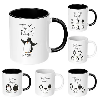 Personalised Mothers Day Mug Gift Christmas Birthday New Born First 1 Penguin • £8.49