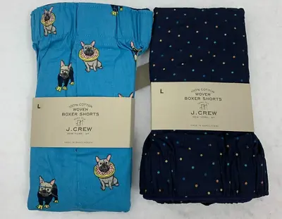 Two Men's J Crew Boxers Large French Bulldogs & Polka Dots NWT • $26.99