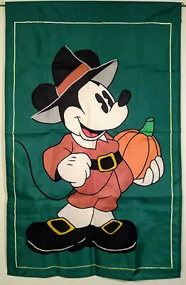 Mickey Mouse Thanksgiving Pilgrim Pumpkin Large Applique Flag 43x28 Walt Disney • $54.99