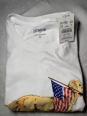 J Crew Golden Retriever Dog USA Flag Graphic Tee Collector's T-shirt L  NWT • $26.99