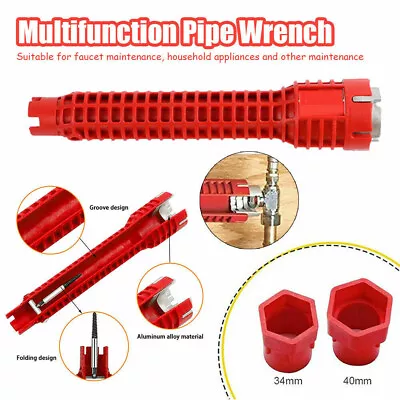 Faucet Sink Installer Multi Tool Pipe Wrench For Plumbers Homeowners Spanner • $9.33