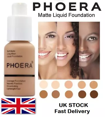 PHOERA® Liquid Matte Flawless Long Lasting Full Coverage Foundation Concealer UK • £7.47