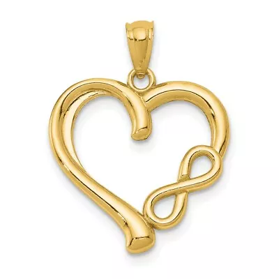 Real 14kt Yellow Gold Polished Infinity Symbol Heart Pendant • $107.50