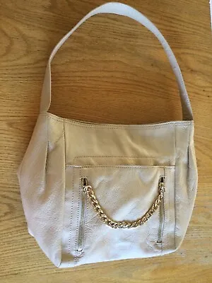 B Makowsky Ivory Leather Gold Chain Shoulder Bag • $35