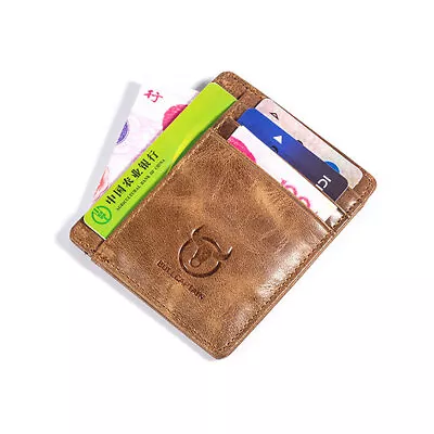 Vintage Cowhide Men's Card Bag Multi-card Slot ID Card Slot Zipper Wallet • $18.99