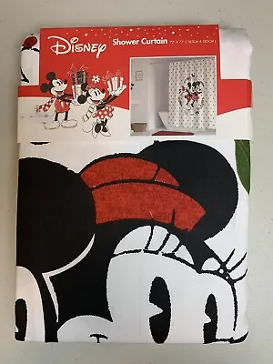 $45 • Buy Disney Mickey & Minnie Mouse Holiday Christmas Fabric 72’ Shower Curtain New!!