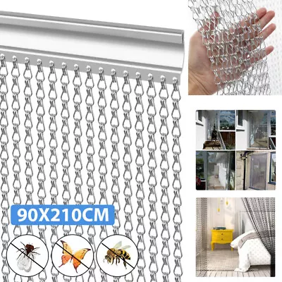 Aluminium Door Fly Screen Metal Chain Curtain Blind Insect Blinds 210cm X 90cm • £43.99