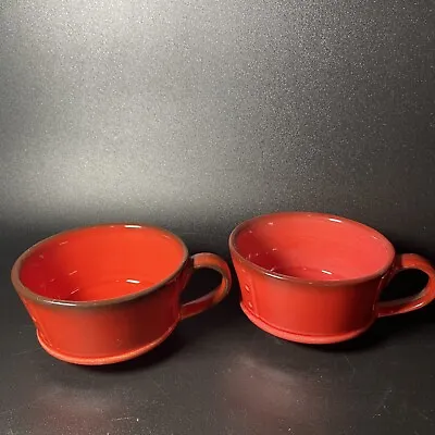 Vintage  Metlox Poppytrail Set Of 2 Medallion Red Coffee Cup Rooster  • $18.99