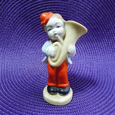 Vintage Tuba Playing Boy Figurine Occupied Japan 1945-1952 Musical Instrument • $14