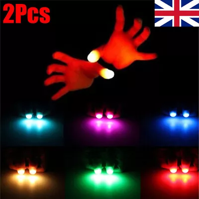 2x Magic Light Up Thumbs Fingers RED Trick Appearing Light Close Up • £3.89