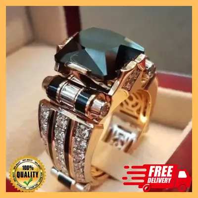Stainless Steel Ring Gold Color Fidget Ring Mens Jewellery Vintage Gem Men Ring • $6.49