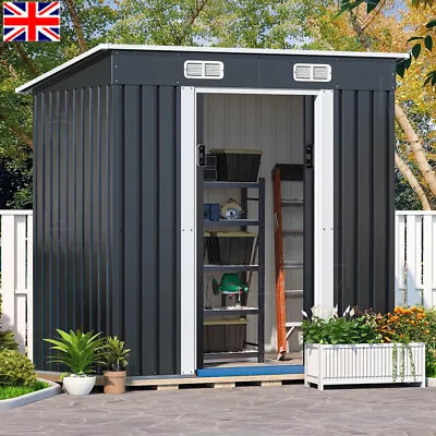 4x8FT Metal Garden Shed Wood Bike Storage Tool Sheds Log Box Store UK • £105.95