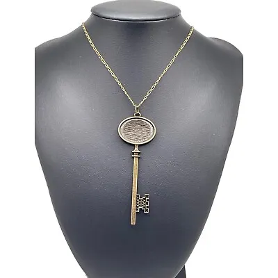 J. Crew Necklace Women 26  Skeleton Key Pendent Necklace Gold Brass Tone Chain • $16.09