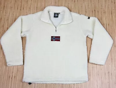 Napapijri White Vintage Quarter-Zip Deep Pile Sherpa Fleece Men’s Size SMALL • $49.99