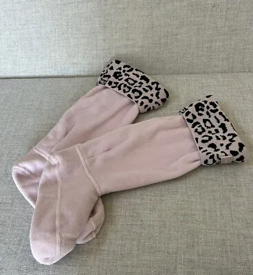 Hunter Women's Lavender Purple Leopard Tall Fleece Welly Boot Socks Medium • $15