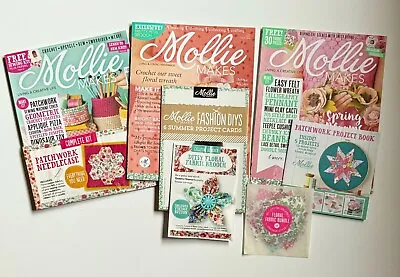 Mollie Makes Magazine X 3 (39 49 & 65) With Spring Fabric Floral Kits Patchwork • $16.15