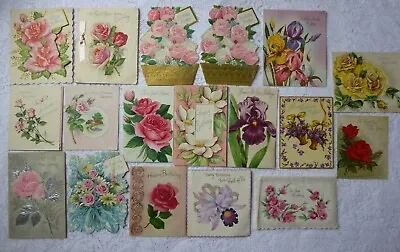 18 VTG Mid Century Floral Birthday Greeting Cards Die-Cut Glitter Embossed Roses • $7.99