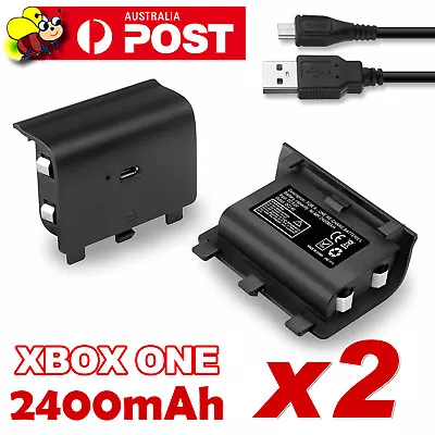 For Xbox One Style Battery Pack Controller Rechargeable 2400mAh Rechargeable X2 • $11.45