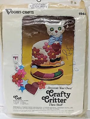 Vtg 1976 Vogart Crafts Crafty Critter Cat Kitty Paint Embroidery Stuff  NOS • $9.99