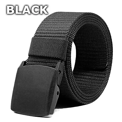 Men's Plastic Cam Buckle Nylon Canvas Tactical Waistband Webbing Military Belt • $5.99