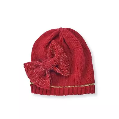 Mud Pie Baby Girl Christmas And  Winter  Red Knit Bow Hat  6-18 Months NEW • $6