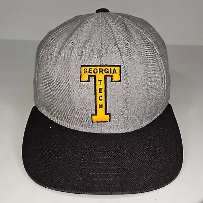 Georgia Tech Hat Cap One Size Gray/Black Snap Back  Logo Spell Out College Vault • $14.99
