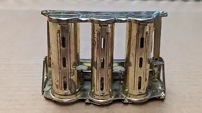 Vintage Three (3) Barrel Brass Plated Manual Coin Dispenser Changer! Belt Clips • $15
