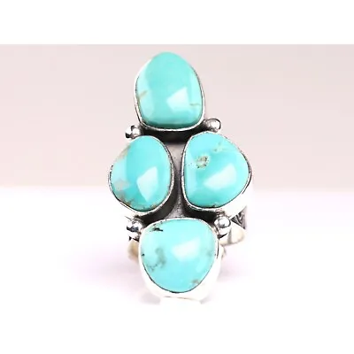 Southwestern Genuine Turquoise Ring - Sterling Silver New Mexico Navajo Jewelry • £156.83