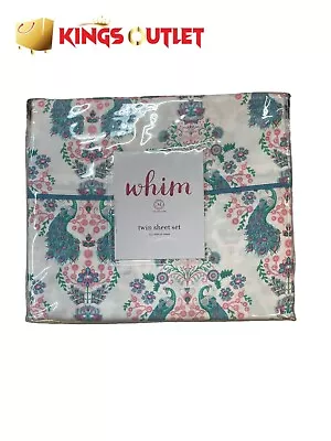 Whim By Martha Stewart Flannel Cotton 3-Pc. Twin Sheet Set Peacock Sateen • $33.88