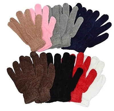Chenille Knit Gloves Magic Soft Winter Gloves Unisex 12 Pairs Wholesale • $22.99