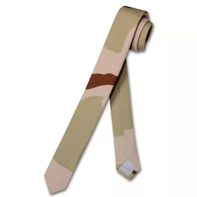 COVONA Men's Beige Army Camouflage NeckTie Military EXTRA Skinny 1.5  Neck Tie • $8.95