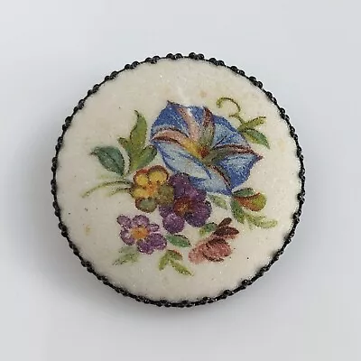 VTG West Germany Sugar Brooch Wildflowers Round 1.5 Inches Great Condition • $16