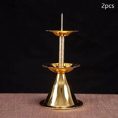 2Pcs Metal Candlestick Candelabra Fireplace Buddhist Tealight Candle Holders • £12.34