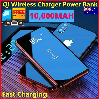 $24.95 • Buy 10000mAh Power Bank Qi Wireless Charger Portable Battery LCD Dual USB  10000ma