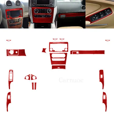 22pcs Red Carbon Fiber Whole Interior Sticker Trim Set For Mercedes ML350 ML500 • $97.67