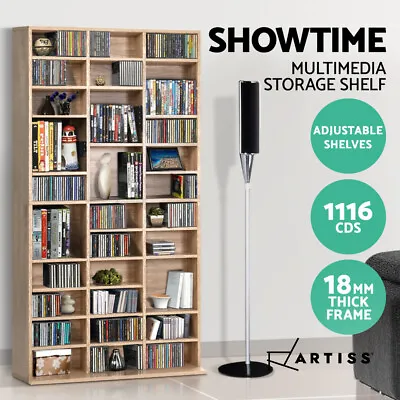 Artiss Bookshelf Display Shelves CD DVD Storage Rack Stand Bookcase Oak BERT • $139.95