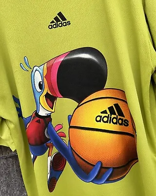 Vintage Y2K Adidas Men’s (M) Huge Tucan Sam Graphic Print Neon Basketball Shirt • $21.28