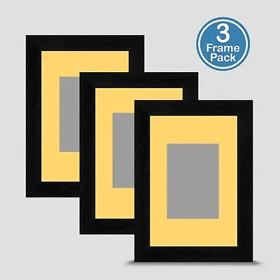 Black Photo Frame 6x4 X3 MULTI PACK Incl Primrose Mount 3.5x2.5 ACEO Art Print • £20.50