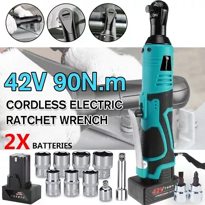 42V Electric Cordless Ratchet 3/8 Right Angle Wrench Impact Power Tool 2 Battery • $62.99