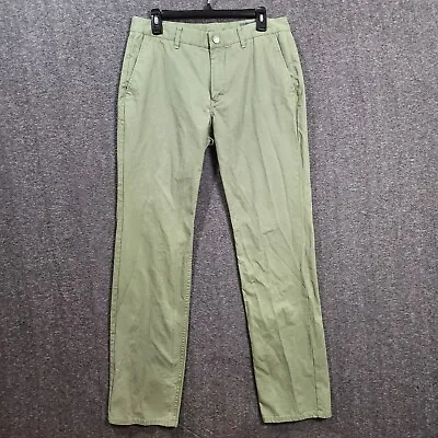 Bonobos Washed Chino Pants Mens Sz 33x34 Meas. 32x33 Green Straight Fit Cotton • $19.99