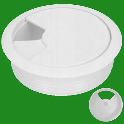 1x White 60mm Computer Desk Plastic Cable Grommet Surface Wire Hole Cover • £2.49